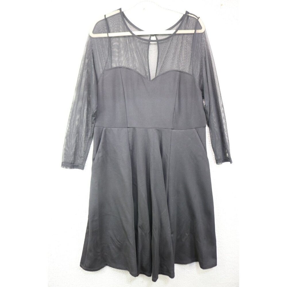 Torrid Black Mesh Empire Waist Dress-Size 14-Whimsigoth-Witchy-Goth-Pockets